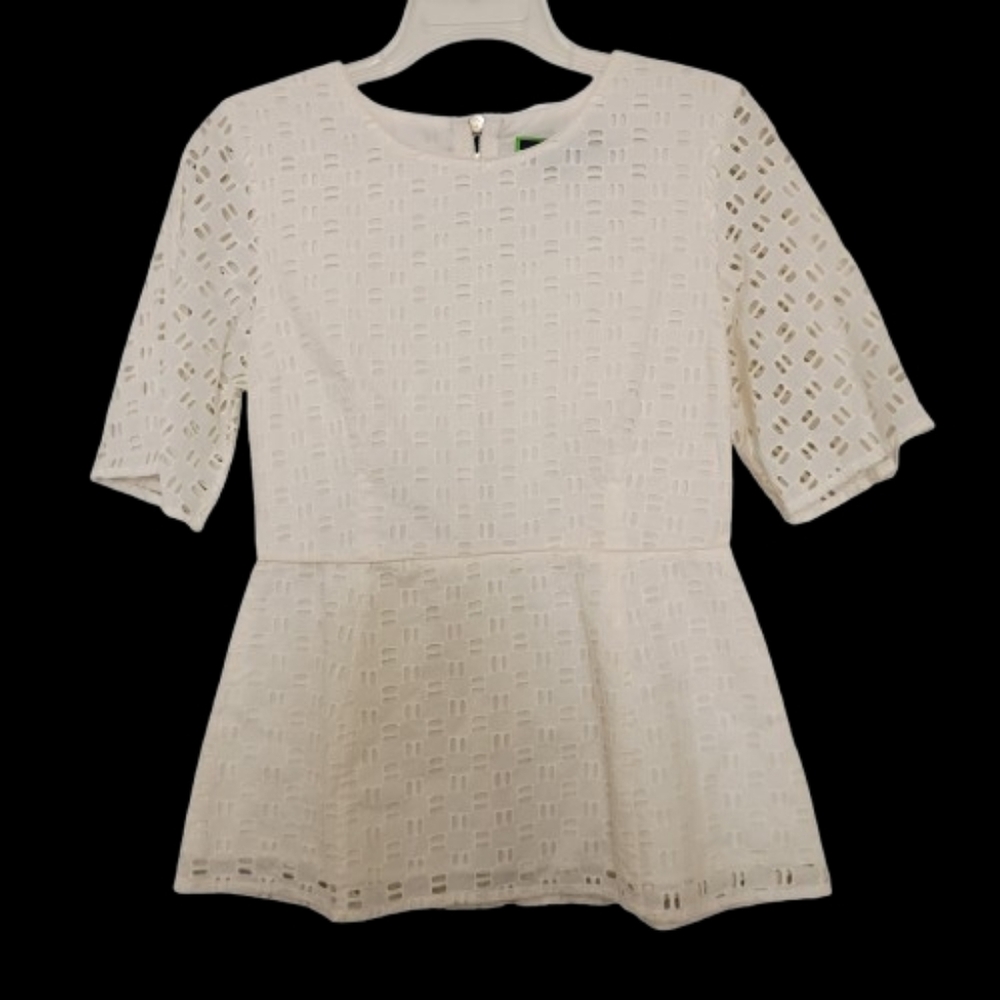 CWonder Ivory Eyelet Short Sleeve Peblem Blouse 4 Christian Siriano Romantic - Picture 6 of 14